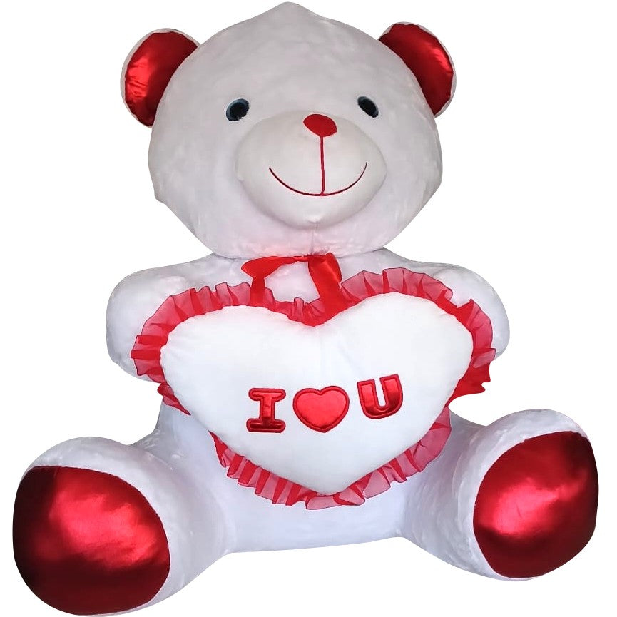 White I Love You Teddy Bear Holding Heart | Plush Teddy