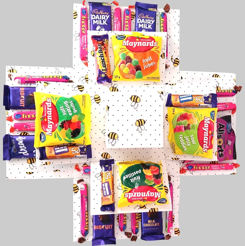 Pop-Up Gifts - White Decorated Square Sweet & Chocolate Explosion Gift Box