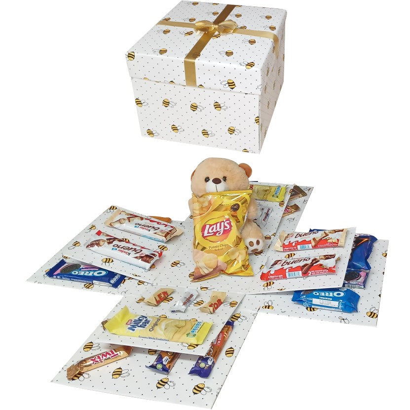Bee My Snack Chocolate & Teddy Explosion Box | Pop-Up Gift Hamper