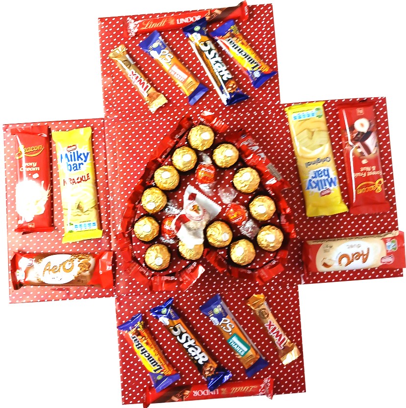 Sweet Popping Heart | 2-Layer Chocolate Tower Explosion Box | Gift Hamper