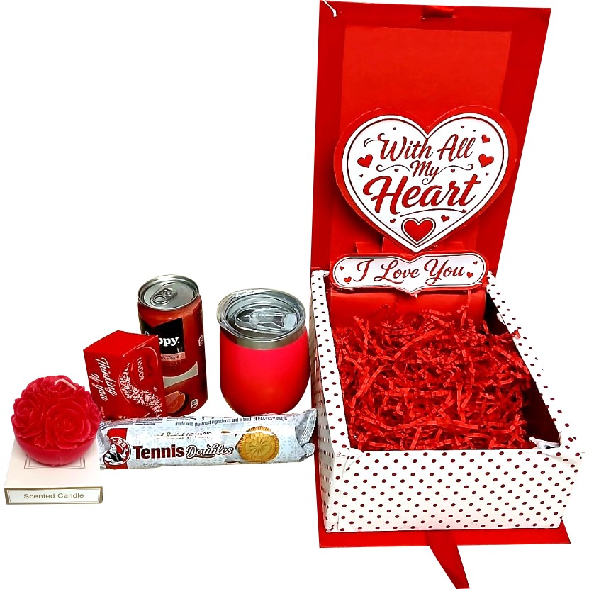 Love glow | 3D LED Reveal Gift Hamper |Candle & Comfort | Pop-Up Love