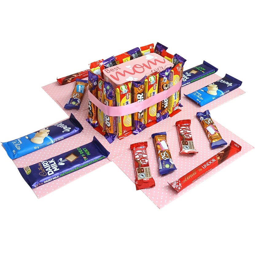 Best Mom Ever |2-layer Chocolate & Snack Tower Explosion Box | Gift Hamper