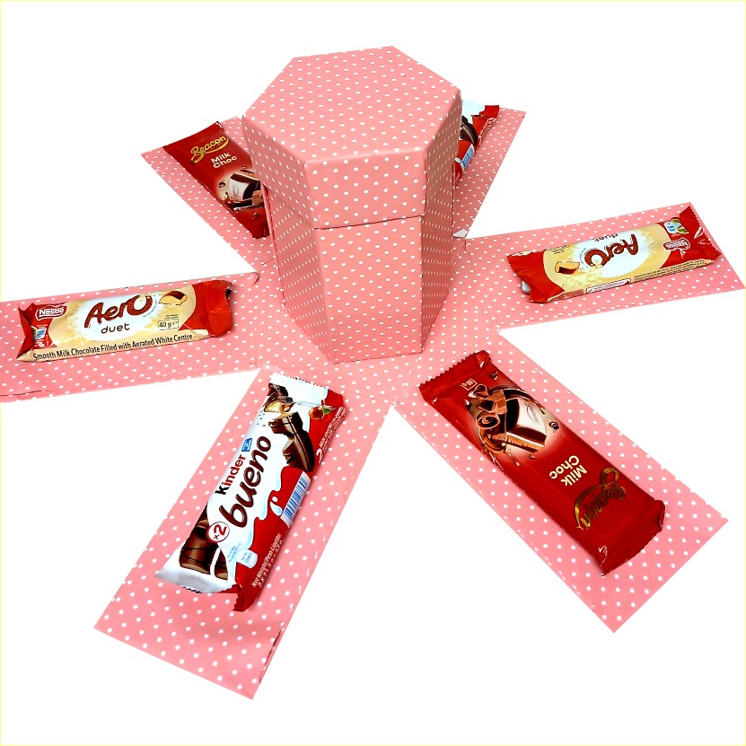 Pink elegance | 2-layer Lux Chocolate Explosion Box | Pop-Up Gift Hamper