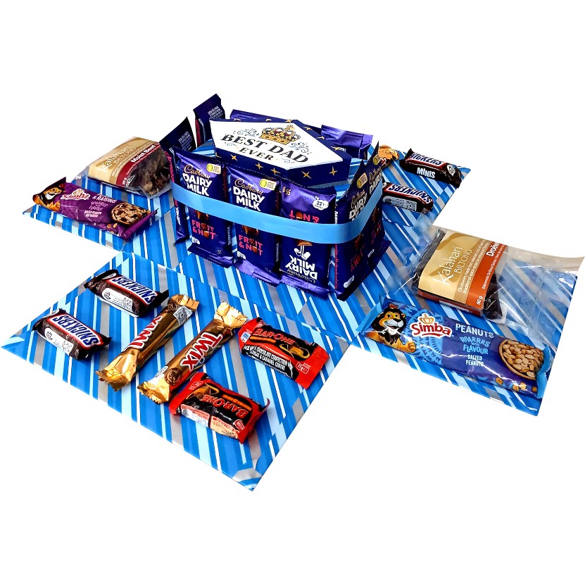 Best Dad Ever | 2-layer Chocolate & Snack Tower Explosion Box | Gift Hamper