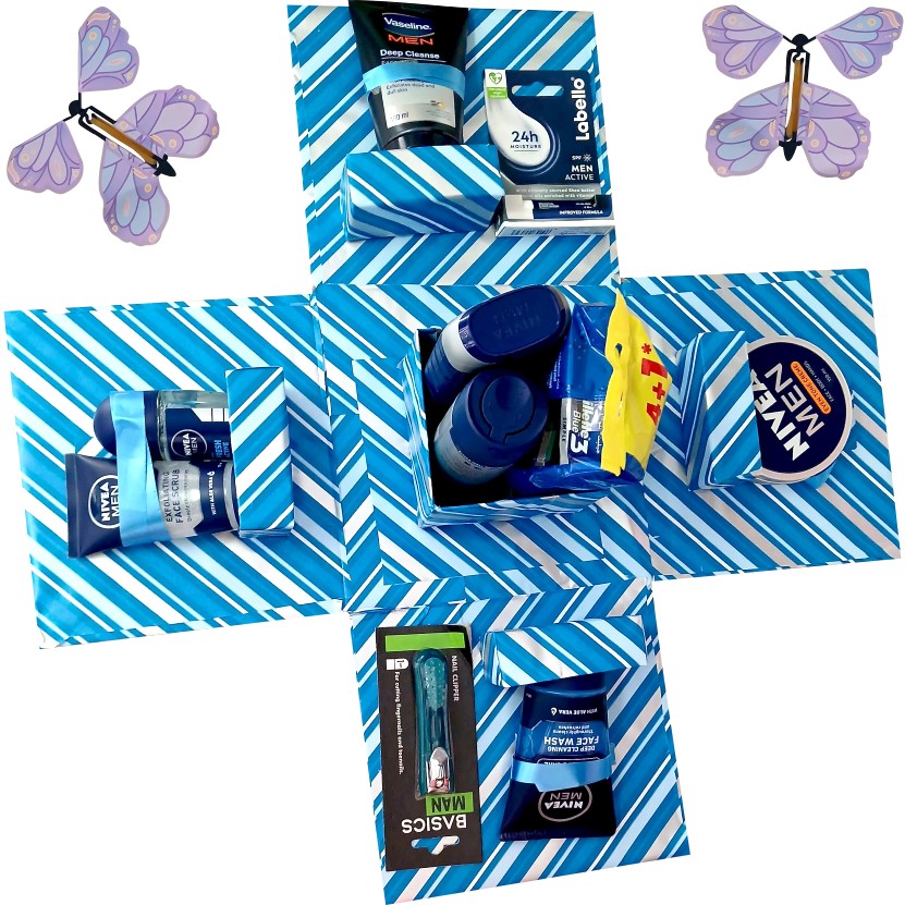 Distinguished Gent | Butterfly, Bath & Self-Care Explosion Box | Pop-Up Gift Hamper
