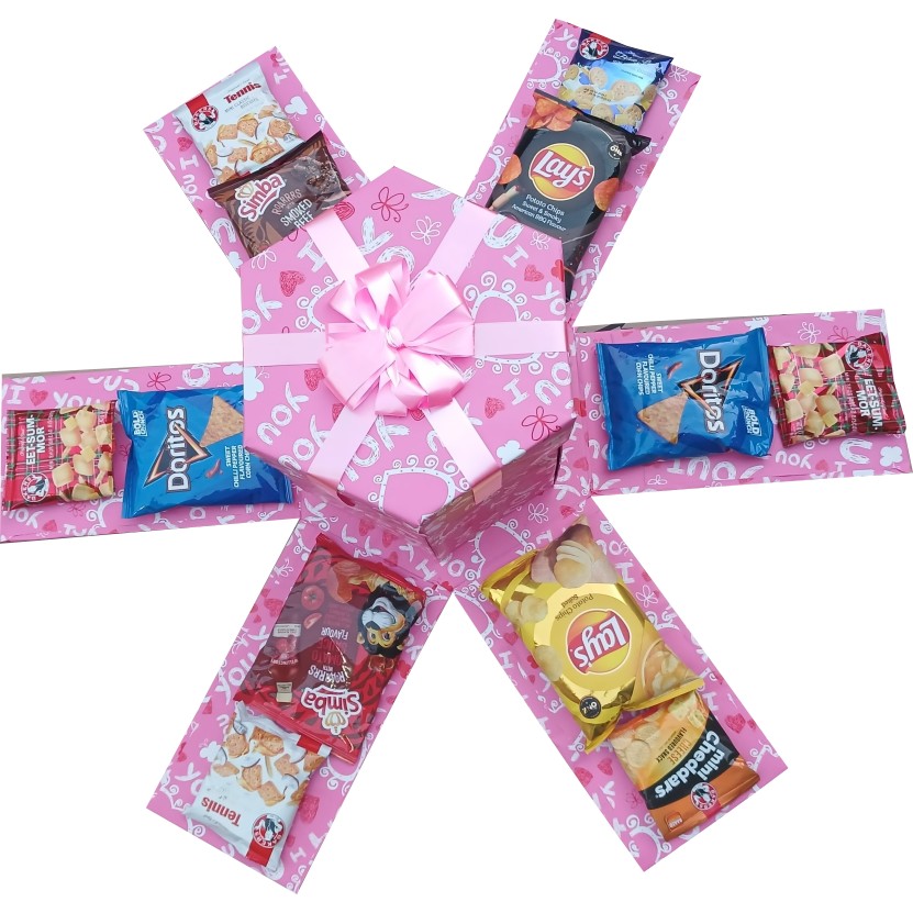 Pink Bliss | 2-layer Large Teddy & Snack Explosion Box | Pop-Up Gift Hamper