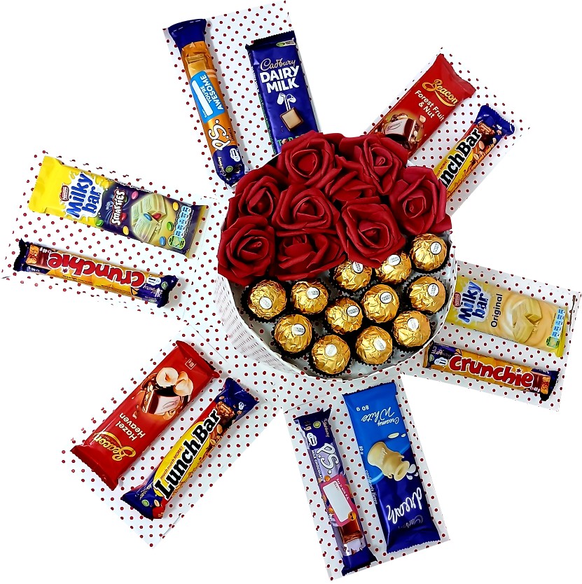 Red Love | Forever flower & Chocolate 2-Layer Explosion Box | Gift Hamper