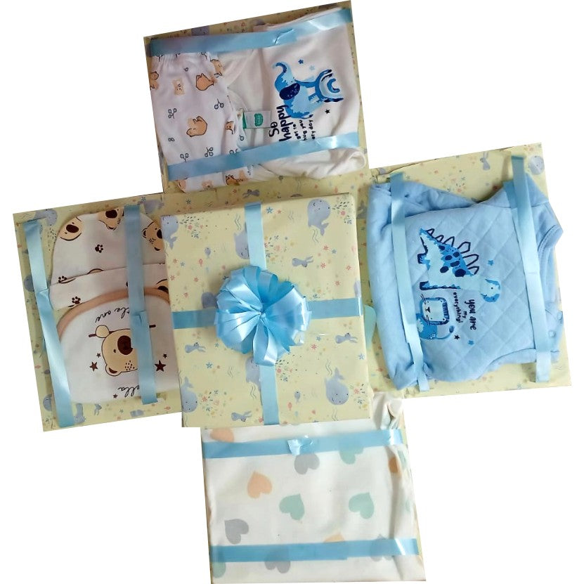 Blue Petals | 2-Layer Boy Baby Shower Explosion Box | Pop-Up Gift Hamper