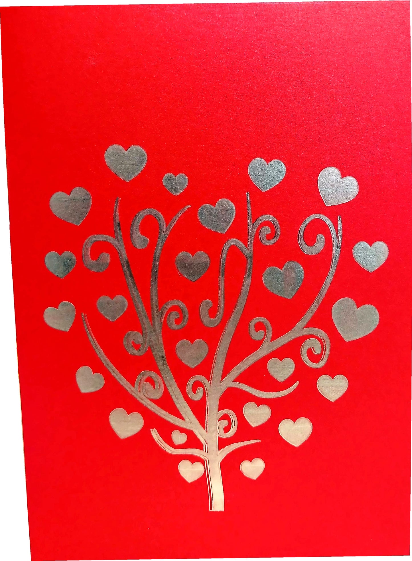 Red Heart-Shaped Love Tree 3D Pop-Up Greetings Card