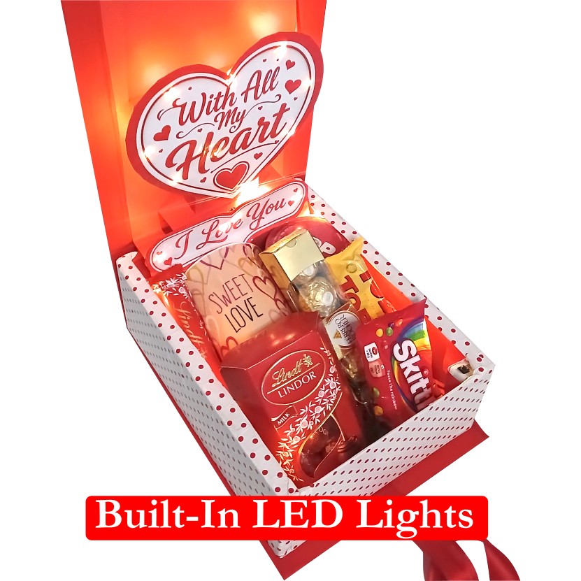 Love glow | 3D LED Reveal Gift Hamper |Chocolate & Treats | Pop-Up Love