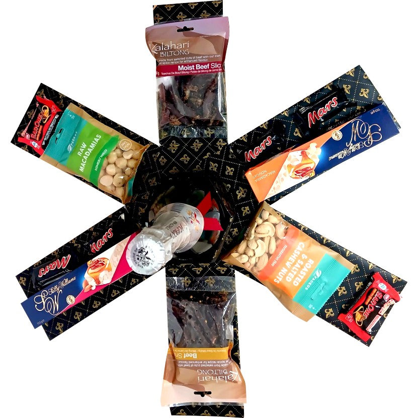 Executive Savoury Pop| Non-Alcoholic Sparkling Wine & Savoury Snacks Explosion Box | Gift Hamper
