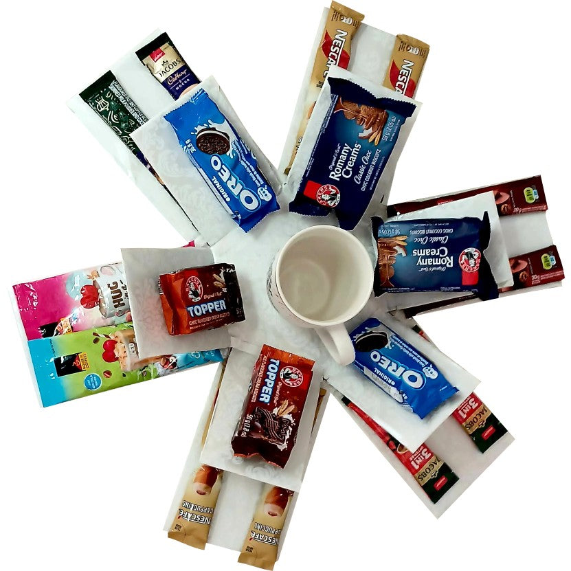 Cafe Reveal | Hot Beverage, Biscuit and Mug Explosion Box | Gift Hamper