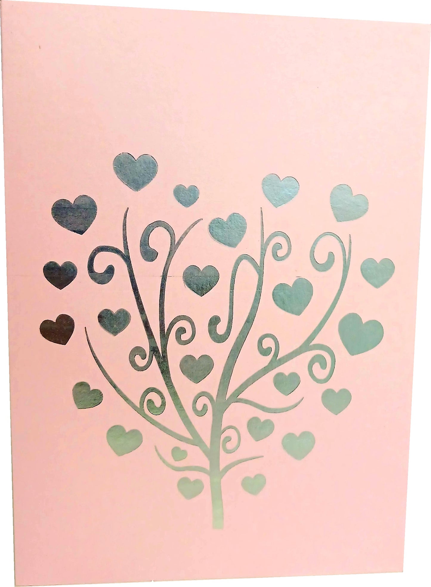 Pink Heart-Shaped Love Tree 3D Pop-Up Greetings Card