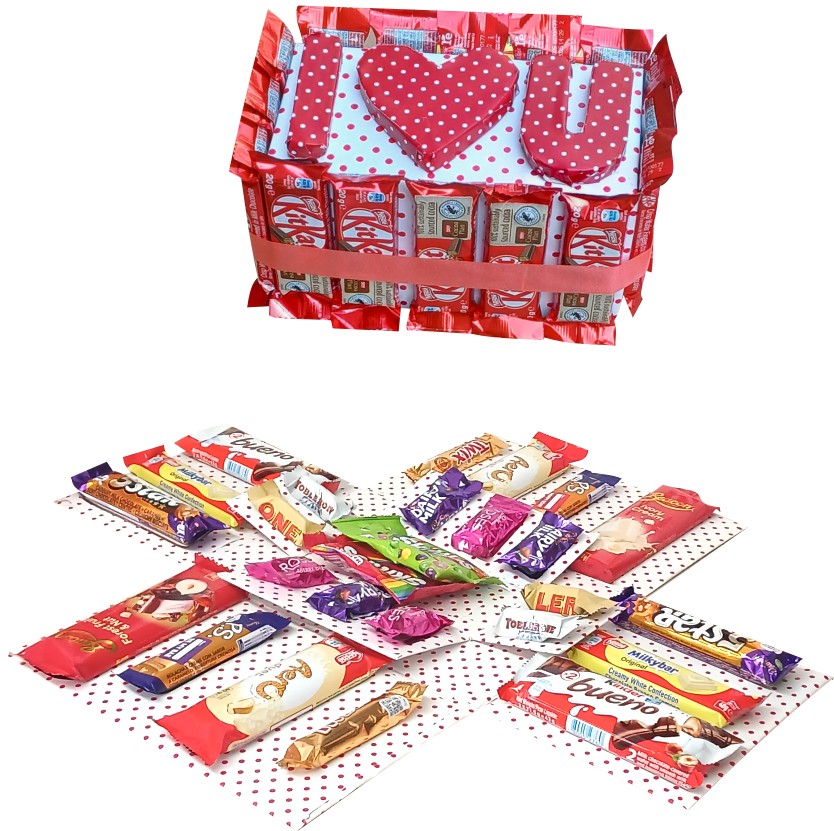 I Heart U | 2-layer Tower Explosion Box | Gift Hamper