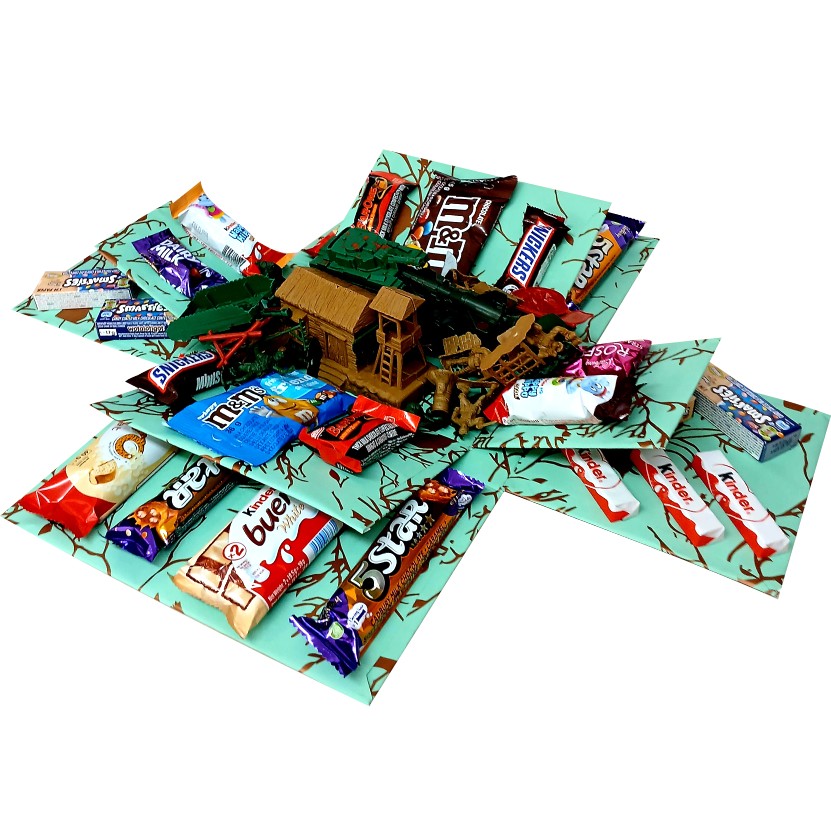 War Chest | 2-layer toy and chocolate Explosion Box | Gift Hamper