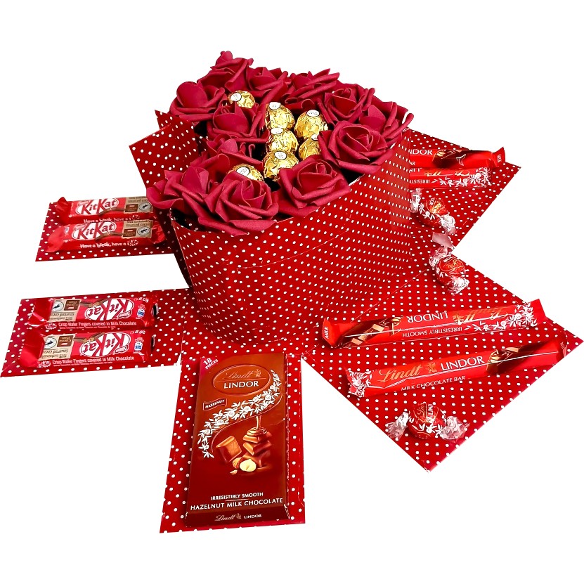 Prestige Popping Heart | Everlasting Flower & Chocolate Explosion Box | Gift Hamper