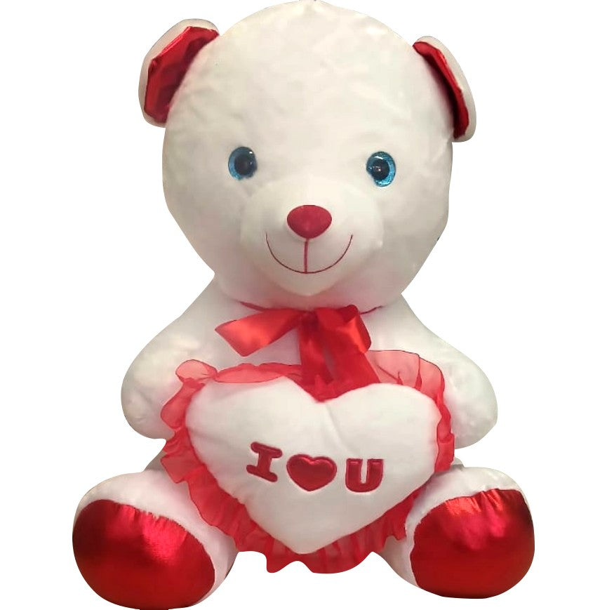 White I Love You Teddy Bear Holding Heart | Plush Teddy