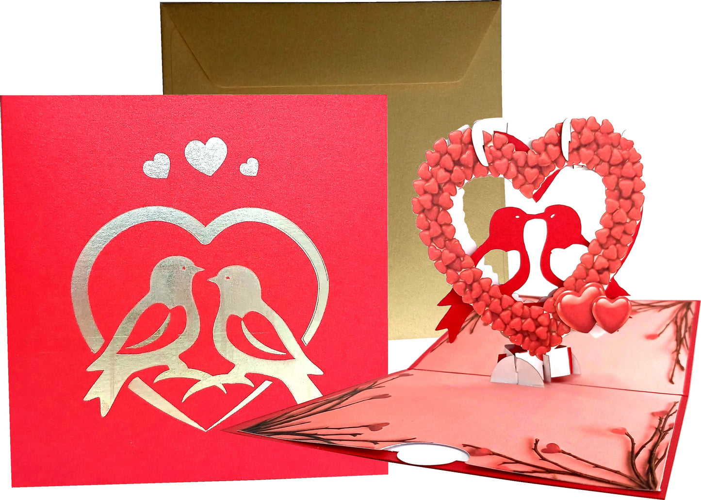 Lovebirds In Hearts 3D Pop-Up Greetings Card
