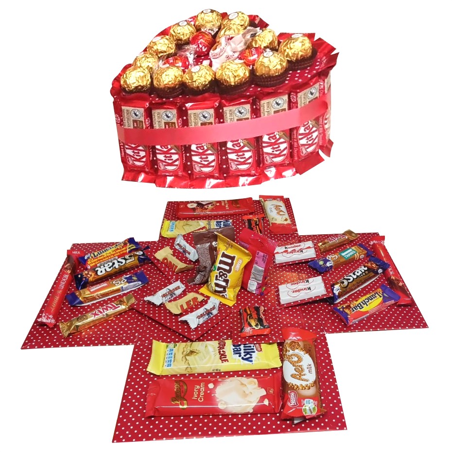 Sweet Popping Heart | 2-Layer Chocolate Tower Explosion Box | Gift Hamper