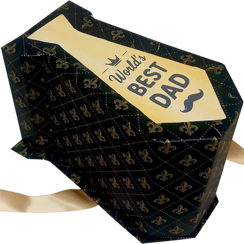 Best Dad | Golden Lux Box| Tie, Accessories & Snack Explosion | Pop-Up Love Hamper
