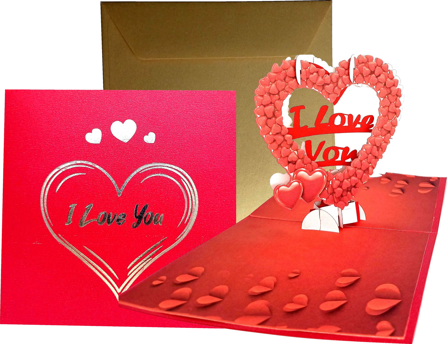 I Love You In Hearts 3D Pop-Up Greetings Card