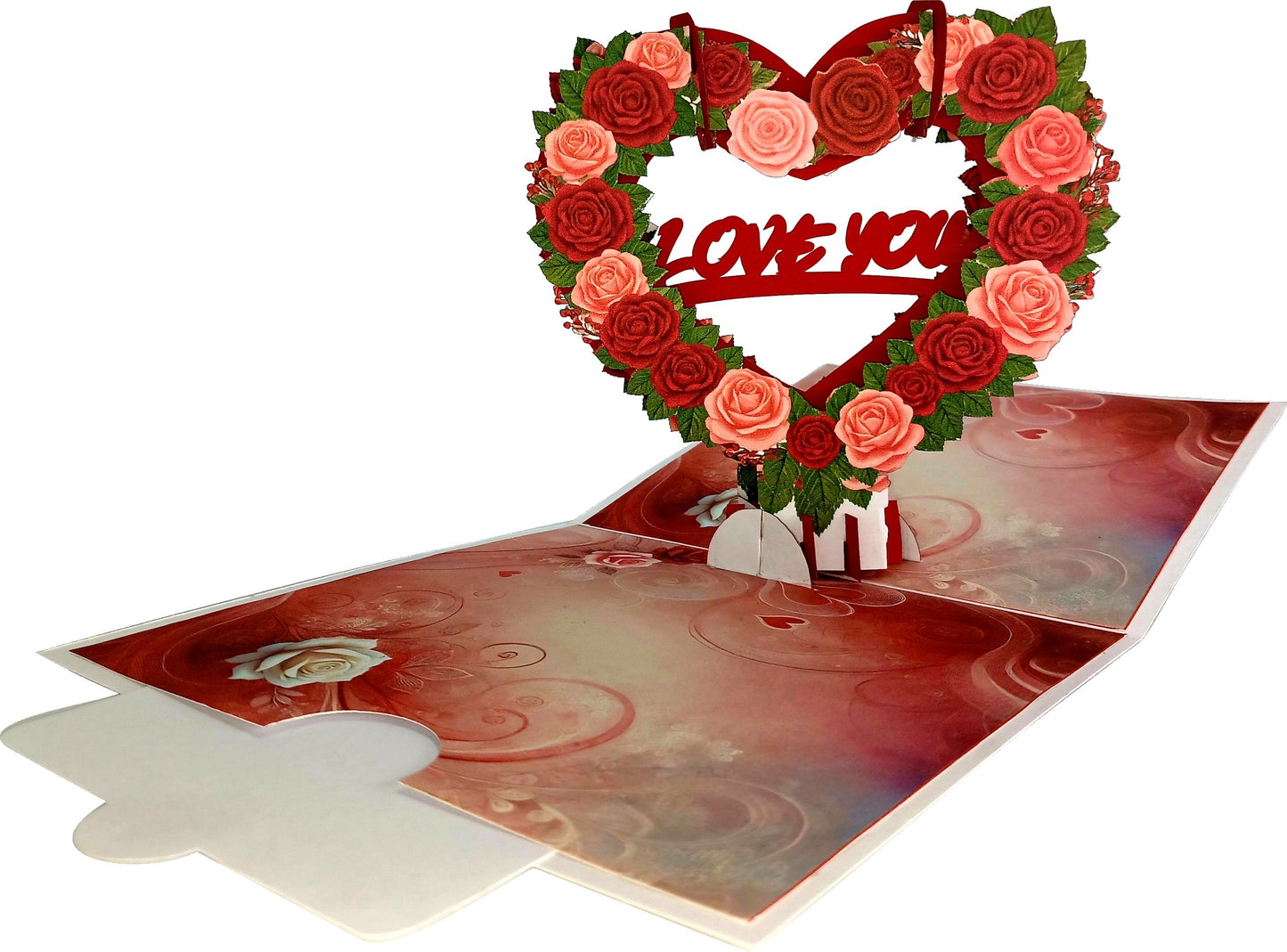 Love You In Floral Hearts 3D Pop-Up Greetings Card