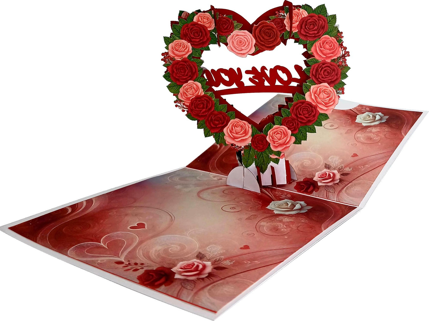 Love You In Floral Hearts 3D Pop-Up Greetings Card