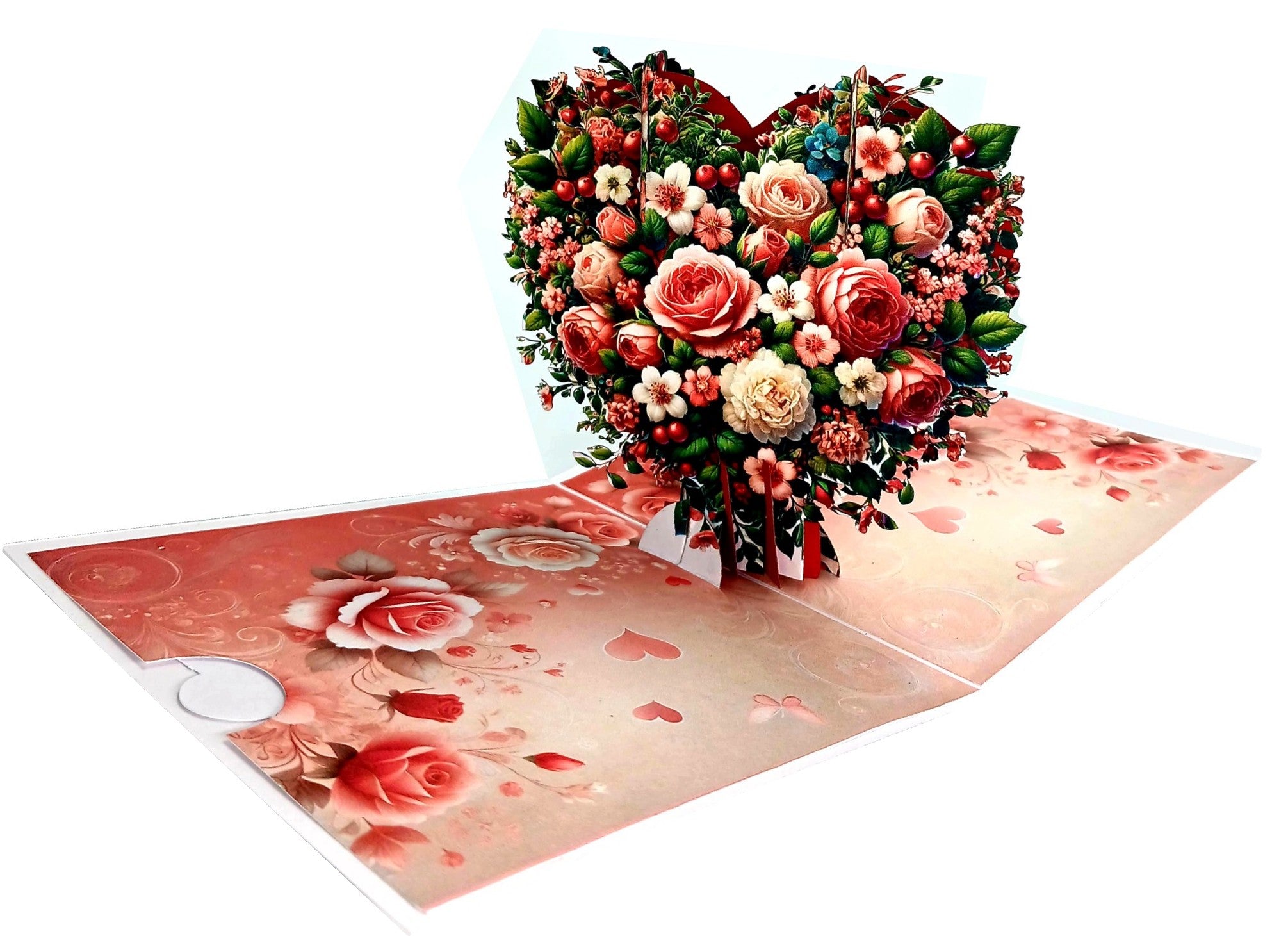 Floral Heart 3D Pop-Up Greetings Card