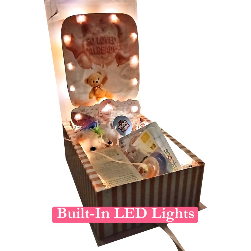 Newborn Glow 3D LED Reveal Gift Hamper Baby Girl Accessories | Pop-Up Love