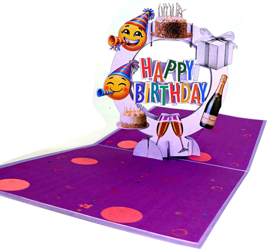 Circular Mature Happy Birthday 3D Pop-Up Greetings Card