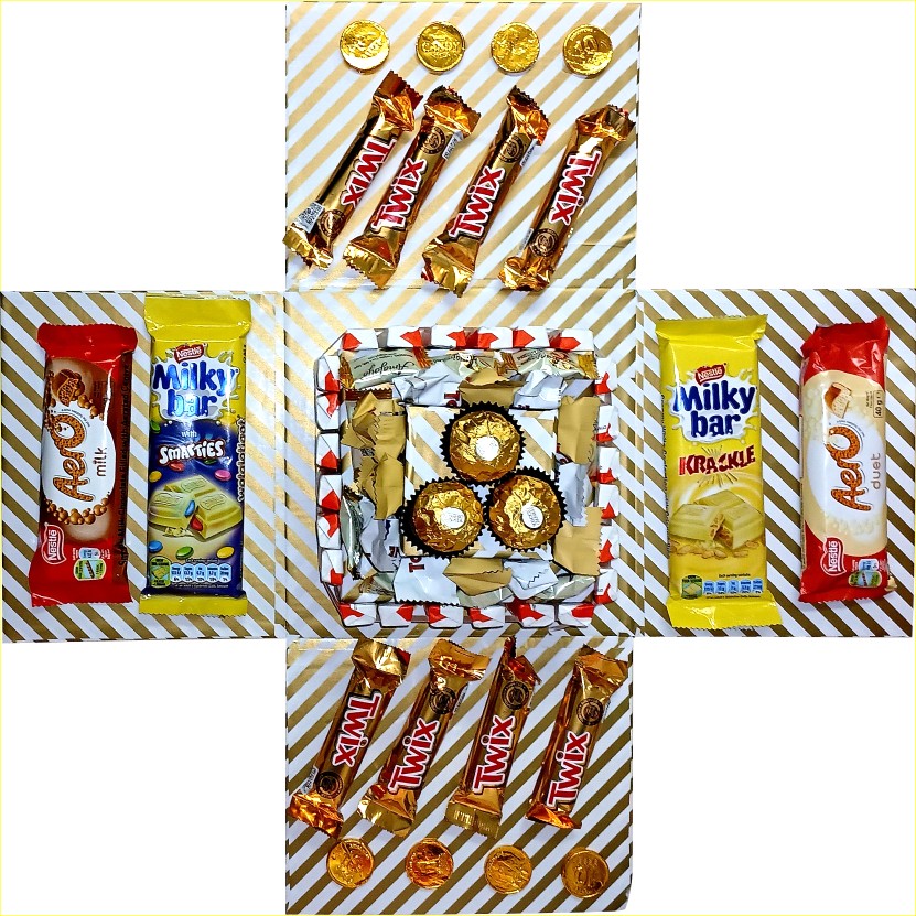 Golden Indulgence Chocolate & Snack Tower 2-Layer Explosion Box | Pop-Up Gift Hamper
