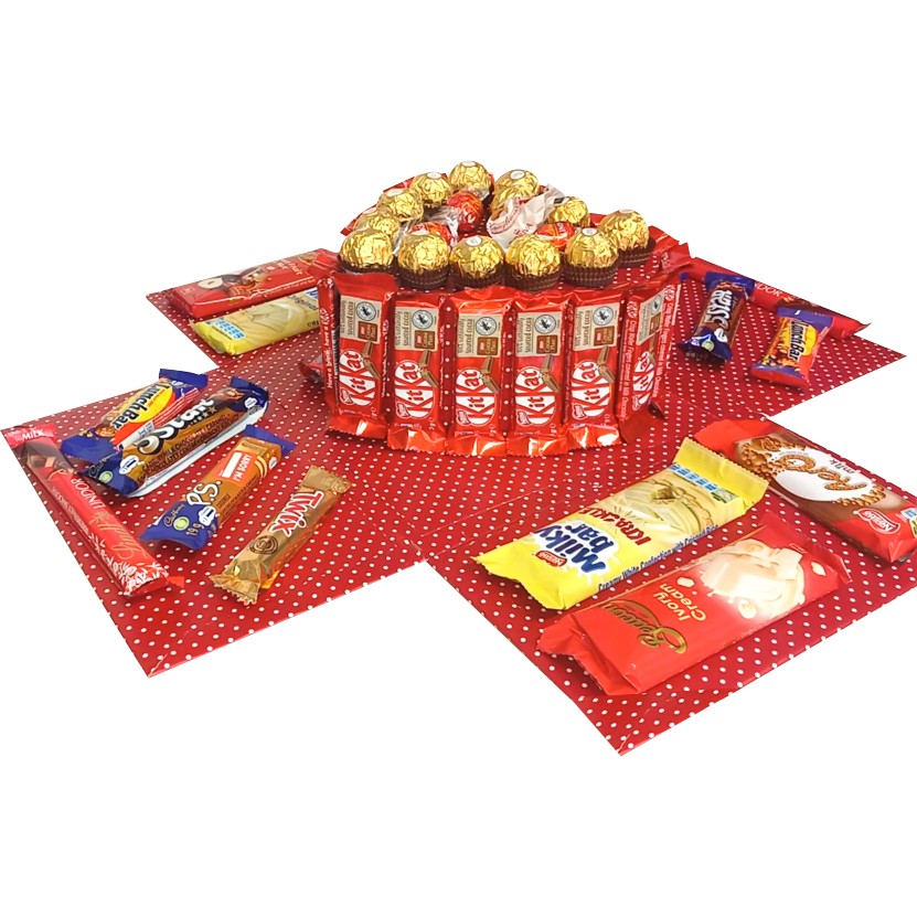 Sweet Popping Heart | 2-Layer Chocolate Tower Explosion Box | Gift Hamper