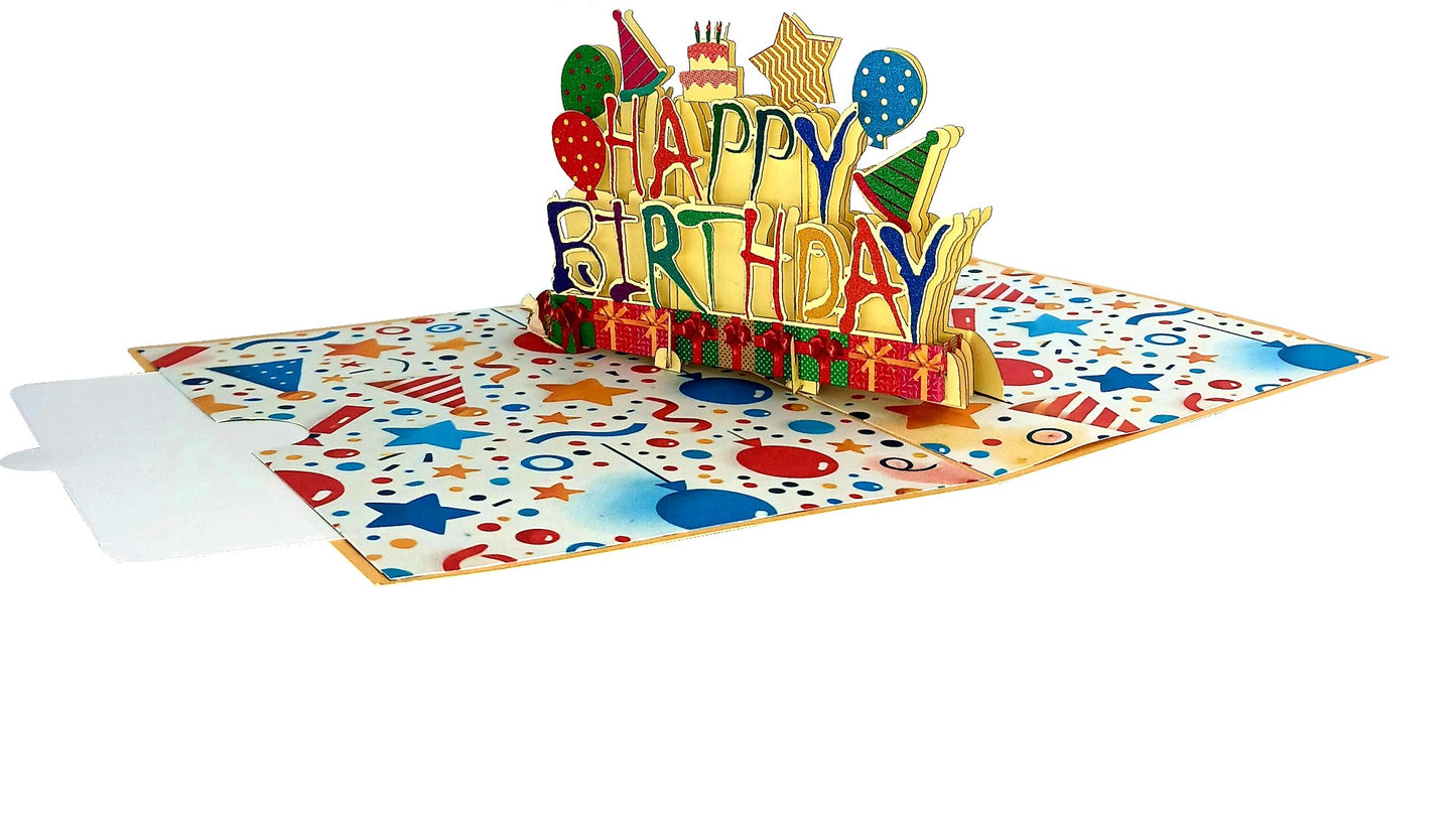 Word Happy Birthday 3D Pop-Up Greetings Card