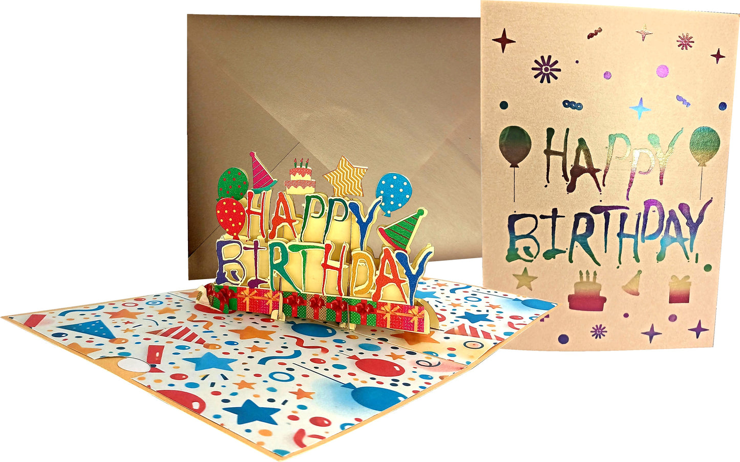 Word Happy Birthday 3D Pop-Up Greetings Card