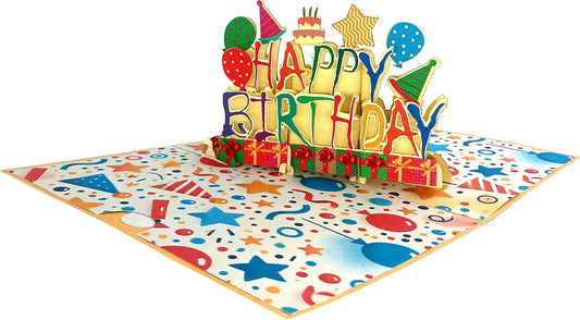 Word Happy Birthday 3D Pop-Up Greetings Card