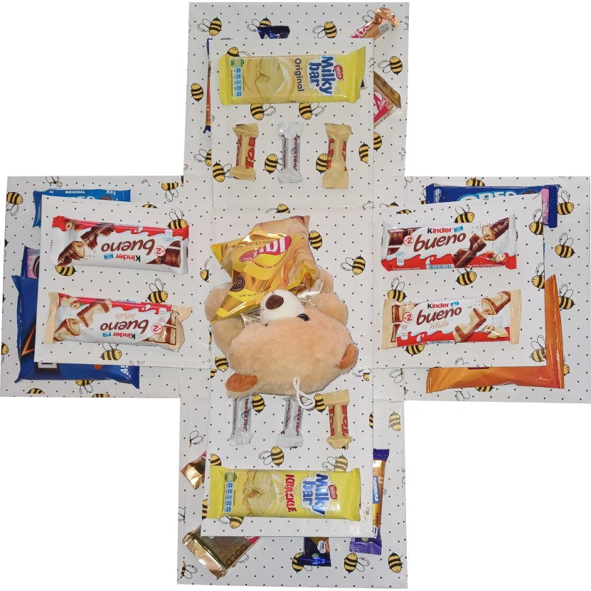 Bee My Snack |2-layer Chocolate & Teddy Explosion Box | Gift Hamper
