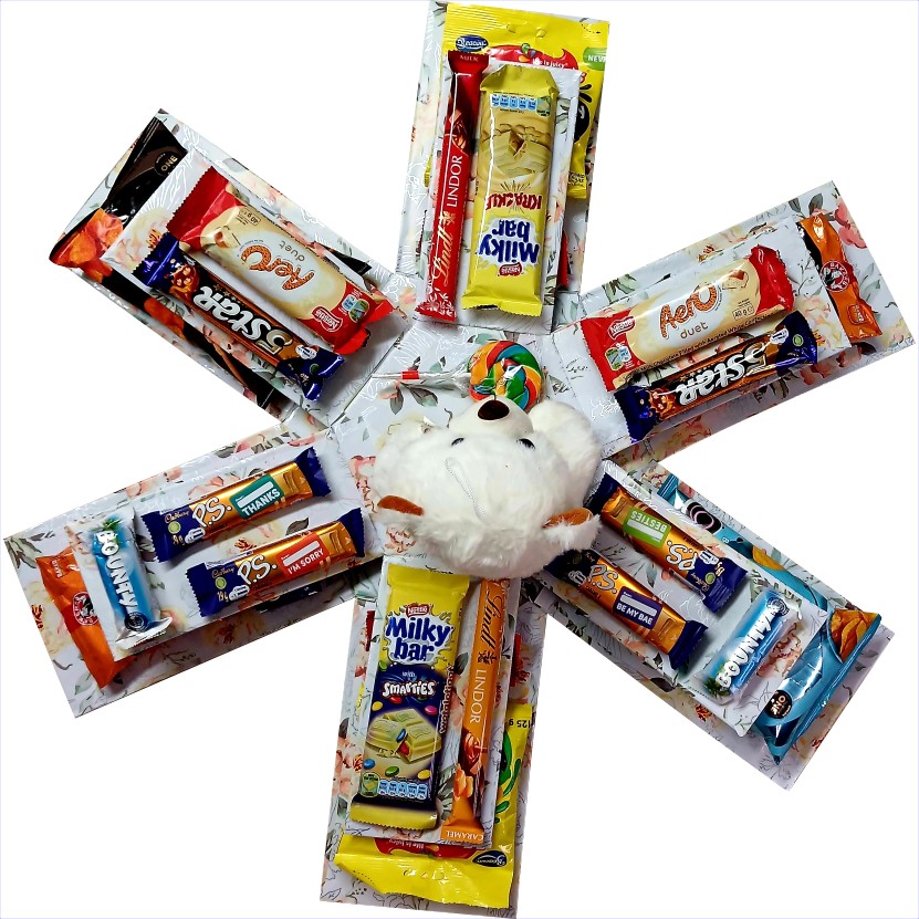 Beary Sweet Chocolate, Snack & Teddy Explosion Box | Pop-Up Gift hamper