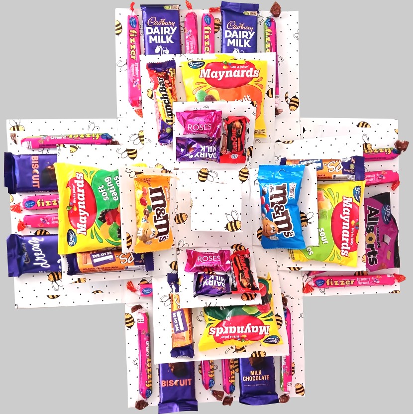 Pop-Up Gifts - White Decorated Square Sweet & Chocolate Explosion Gift Box