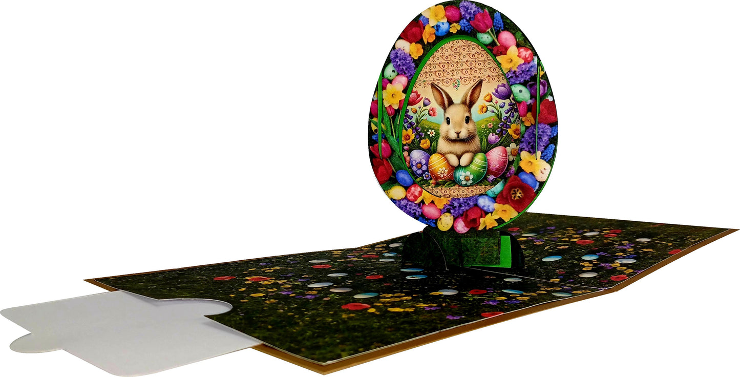 Easter Bunny And Eggs 3D Pop-Up Greetings Card