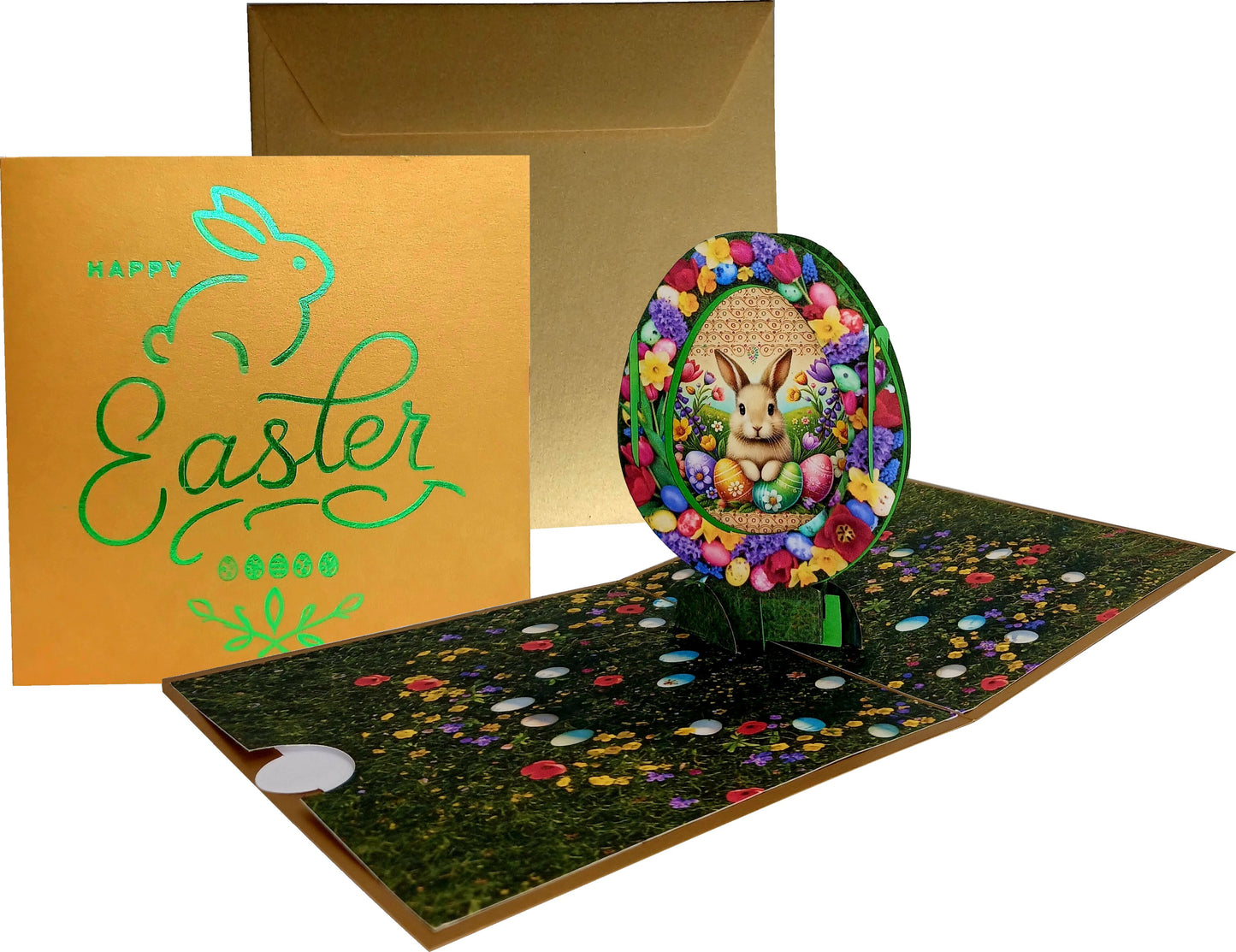 Easter Bunny And Eggs 3D Pop-Up Greetings Card