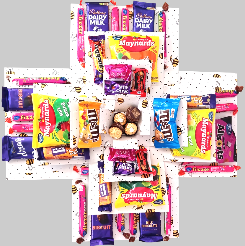 Pop-Up Gifts - White Decorated Square Sweet & Chocolate Explosion Gift Box