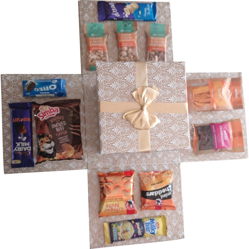 Teddy Treasure | 2-layer Biltong, Snacks & Teddy Explosion Box | Gift Hamper