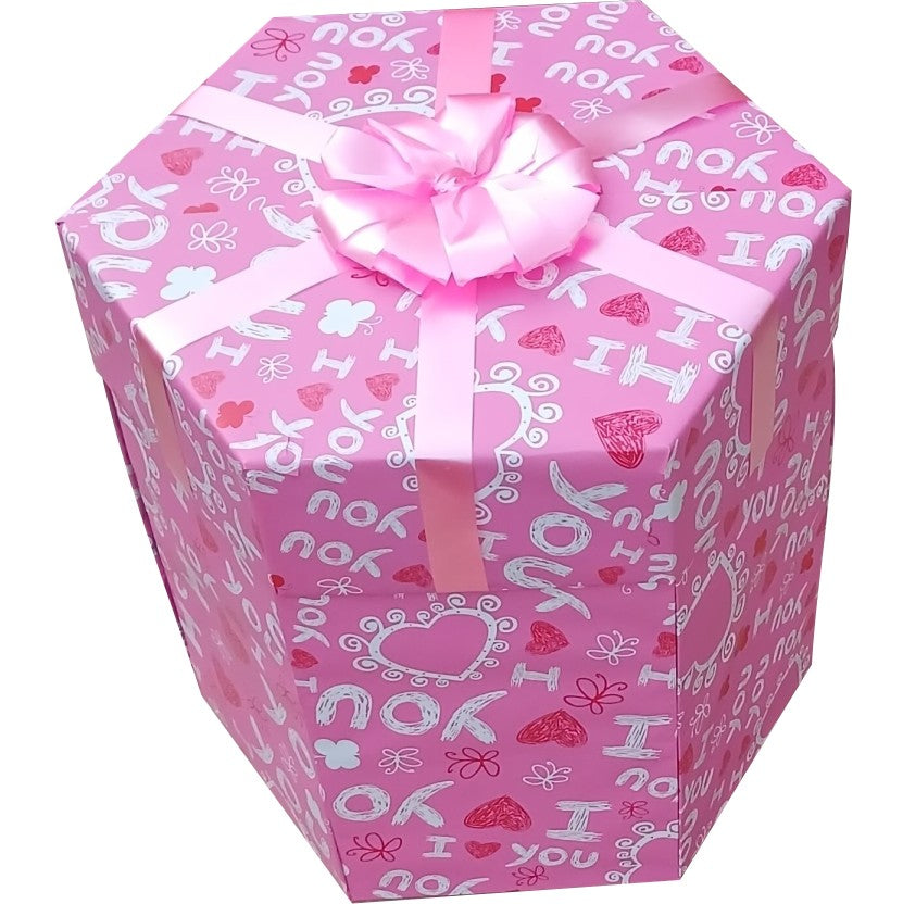 Pink Bliss | 2-layer Large Teddy & Snack Explosion Box | Pop-Up Gift Hamper