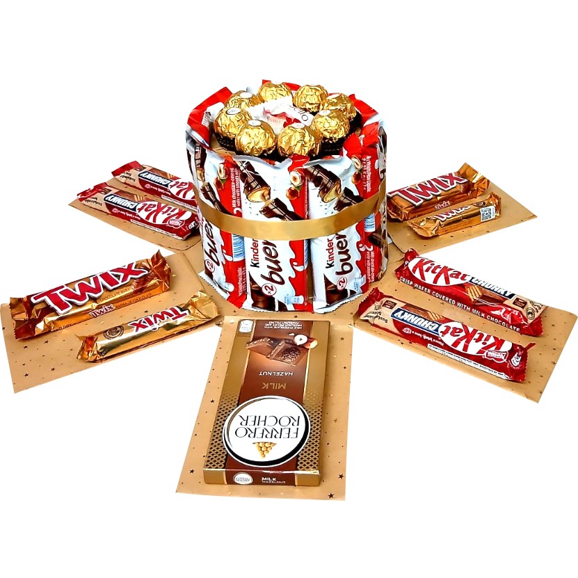Sweet Elegance Chocolate 1-Layer Explosion Box | Pop-Up Gift Hamper