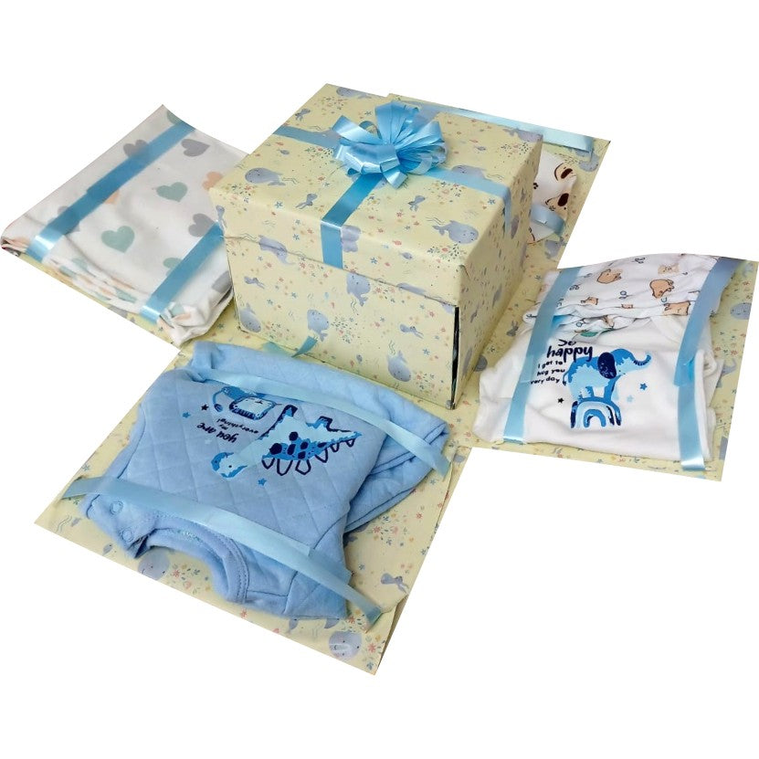 Blue Petals | 2-Layer Boy Baby Shower Explosion Box | Pop-Up Gift Hamper