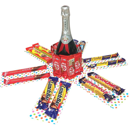 Party & Toast Pop| Non-Alcoholic Sparkling Wine & Choocolate Explosion Box | Pop-Up Gift Hamper