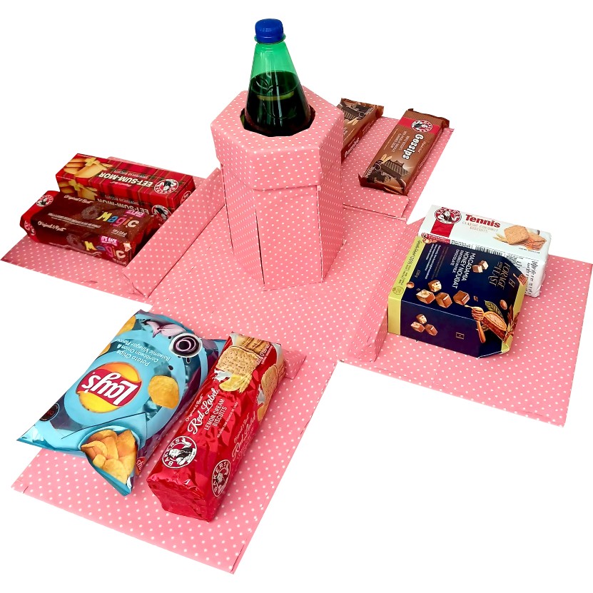 Pink Indulgence | The Ultimate 2-Layer Sip & Snack Explosion | Pop-Up Love Gift Hamper