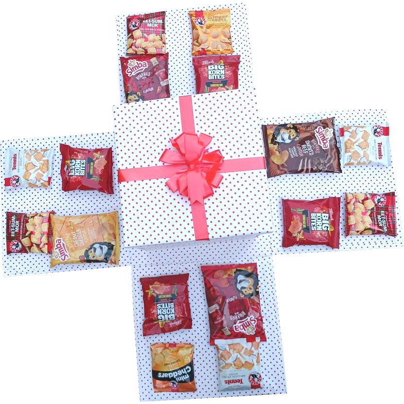 Red Charm | 2-layer Large Teddy & Snack Explosion Box | Gift Hamper