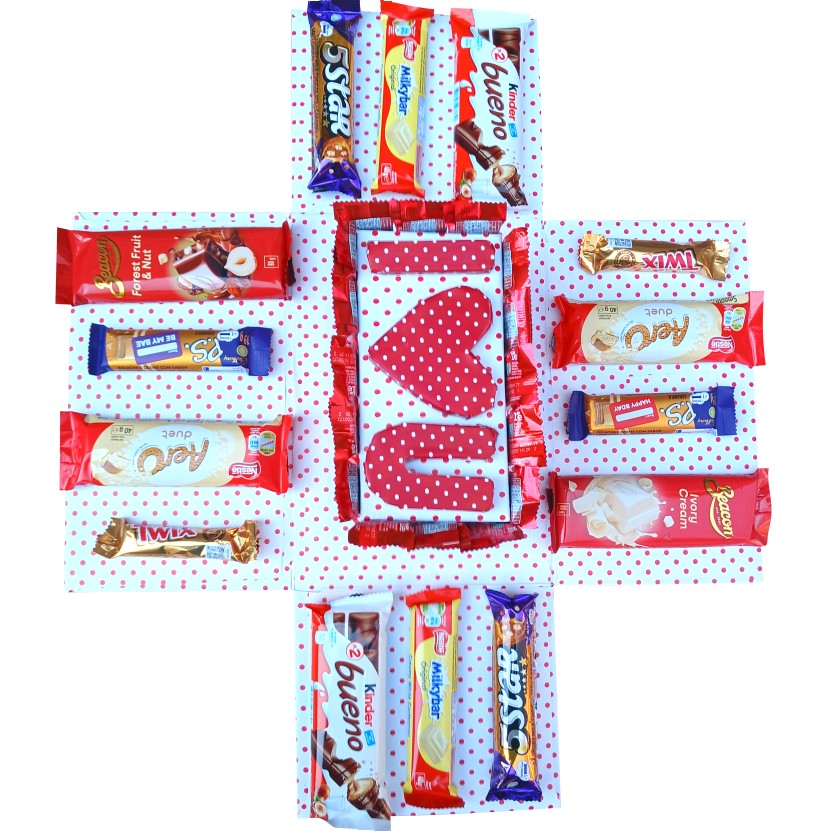 I Heart U | 2-layer Tower Explosion Box | Gift Hamper