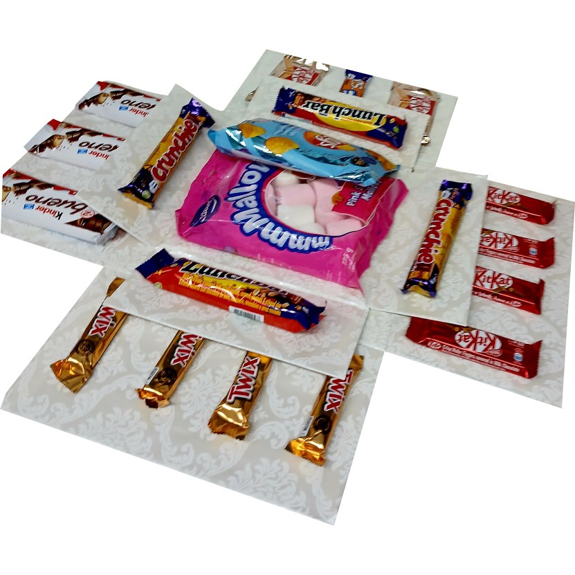 White Love | Forever flower & Chocolate 2-Layer Explosion Box | Gift Hamper